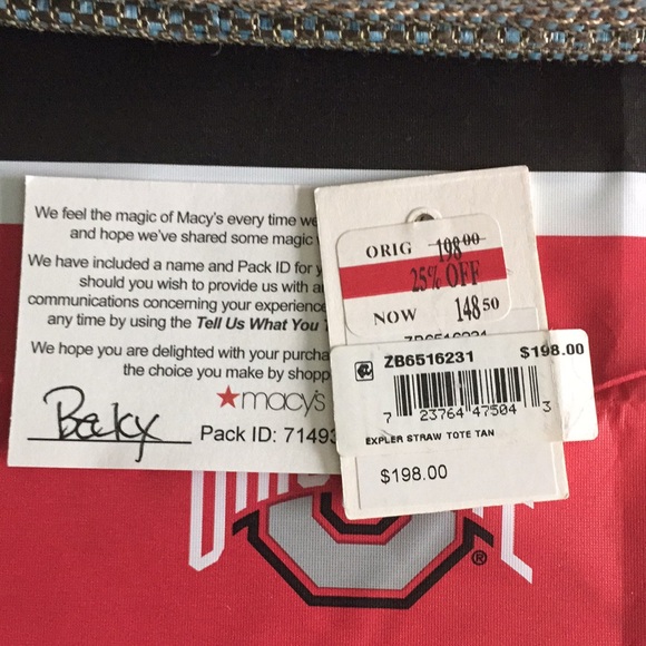 FOSSIL Explorer Tote Canvas Woven Straw Crossbody and Wallet Set Tan Blue - Picture 15 of 15